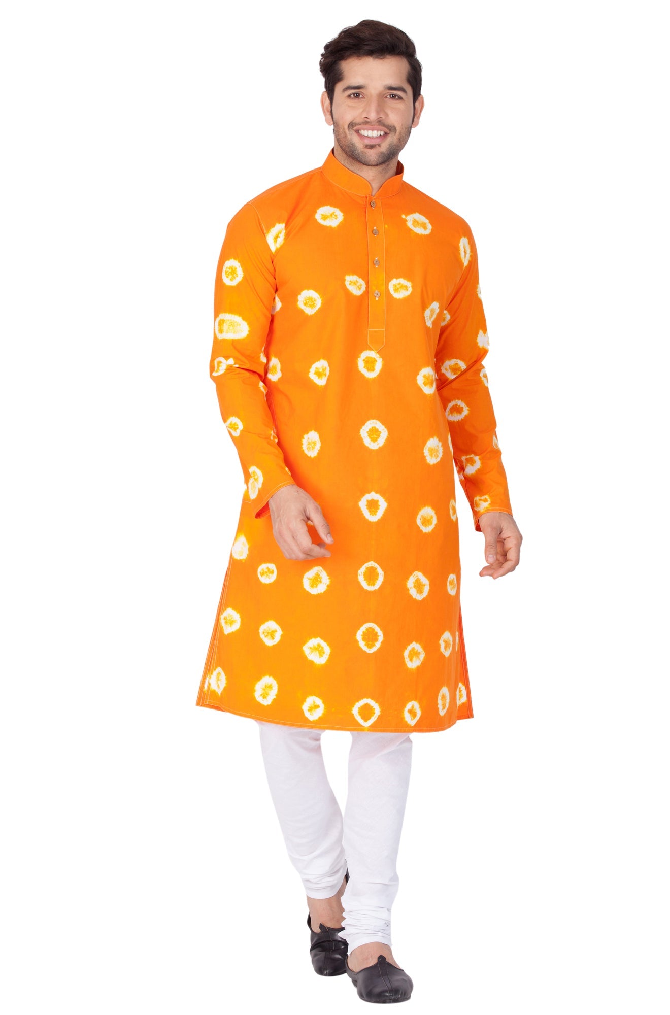 Vastramay Men's Orange Cotton Kurta