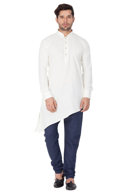 Vastramay Men's Beige Color Linen Kurta