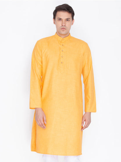 Vastramay Men's Orange Cotton Blend Kurta