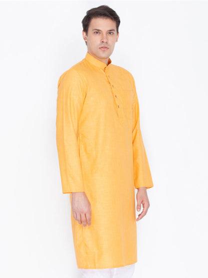 Vastramay Men's Orange Cotton Blend Kurta