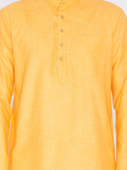 Vastramay Men's Orange Cotton Blend Kurta