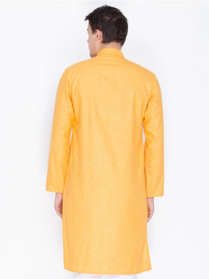 Vastramay Men's Orange Cotton Blend Kurta