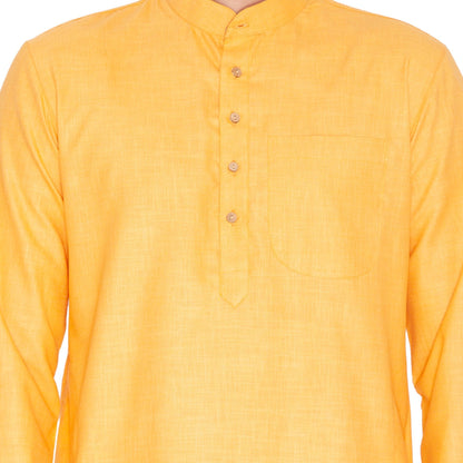 Vastramay Men's Orange Linen Kurta and Pyjama Set