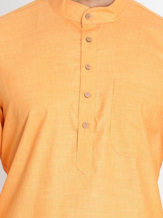 Vastramay Men's Orange Cotton Blend Kurta and Pyjama Set