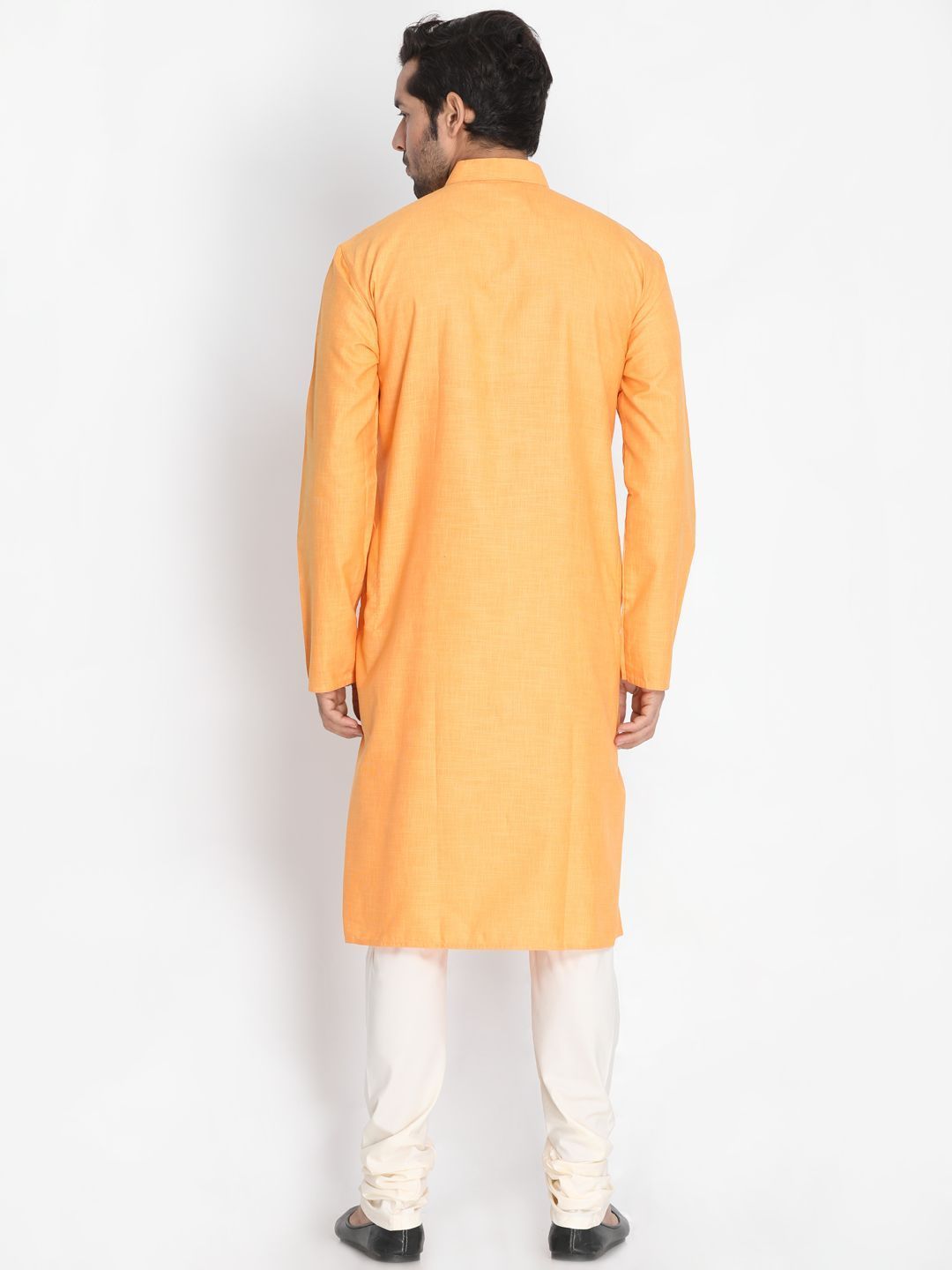 Vastramay Men's Orange Cotton Blend Kurta and Pyjama Set