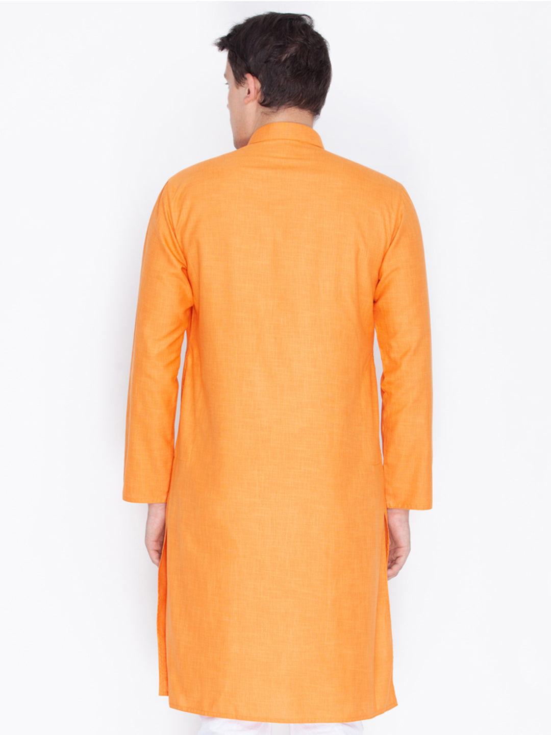 Vastramay Men's Orange Linen Kurta