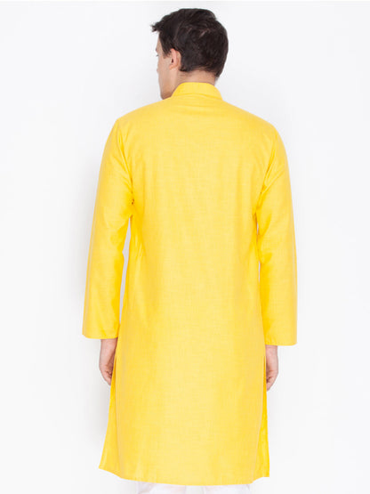 Vastramay Men's Yellow Linen Kurta