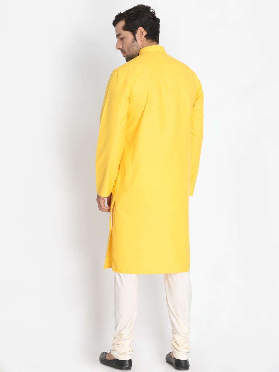 Vastramay Men's Yellow Cotton Blend Kurta and Pyjama Set