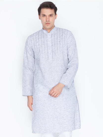 Vastramay Men's Blue Color Linen Kurta