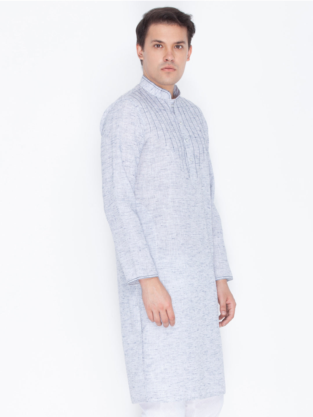 Vastramay Men's Blue Color Linen Kurta