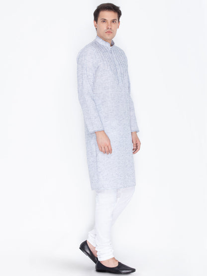 Vastramay Men's Blue Color Linen Kurta and Pyjama Set