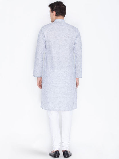 Vastramay Men's Blue Color Linen Kurta and Pyjama Set