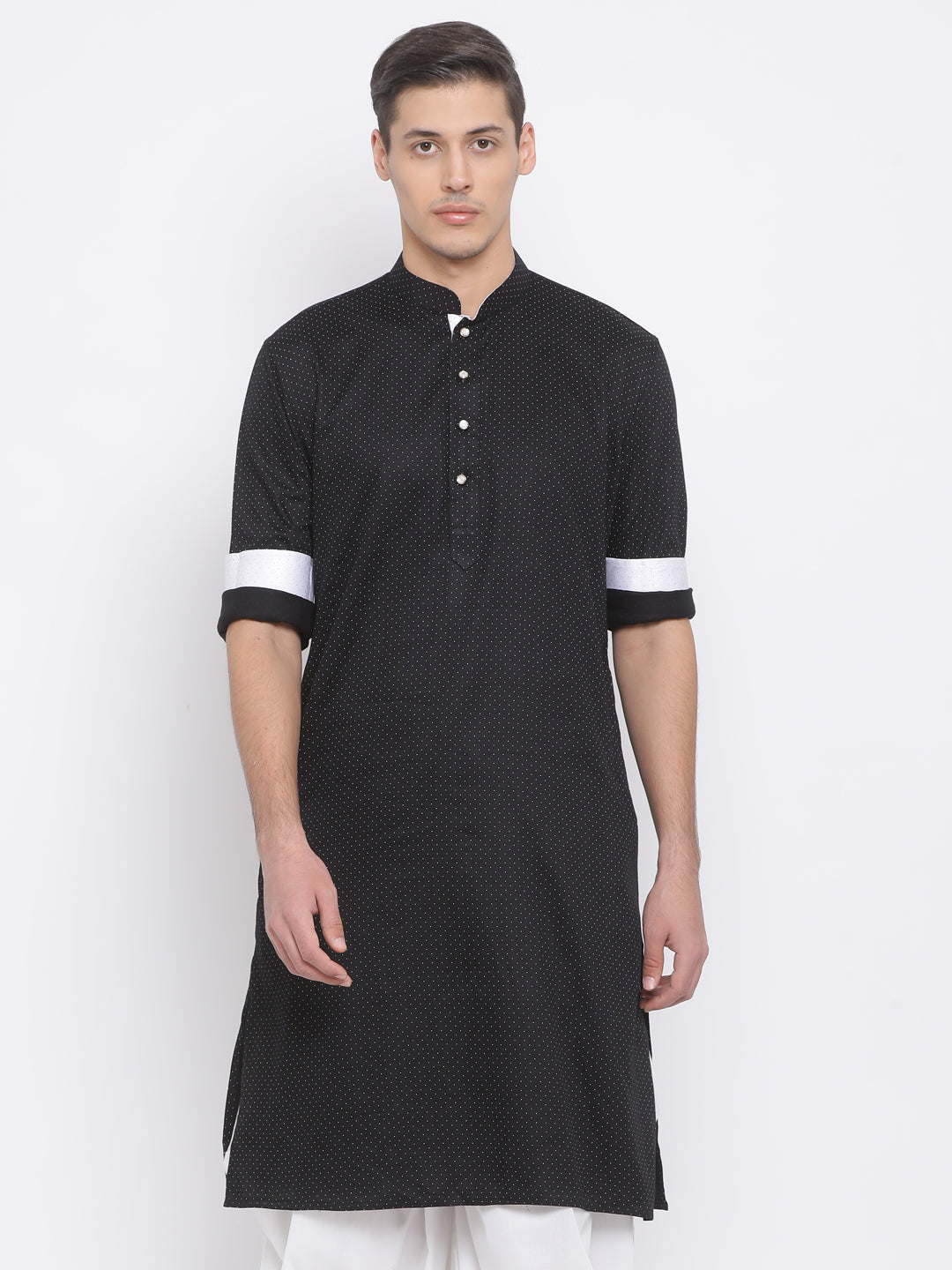 Vastramay Men's Black Cotton Kurta