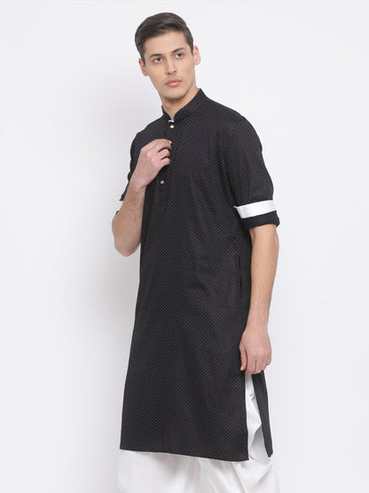 Vastramay Men's Black Cotton Kurta