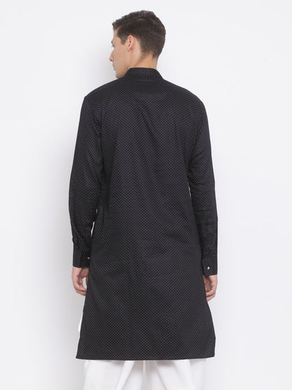 Vastramay Men's Black Cotton Kurta