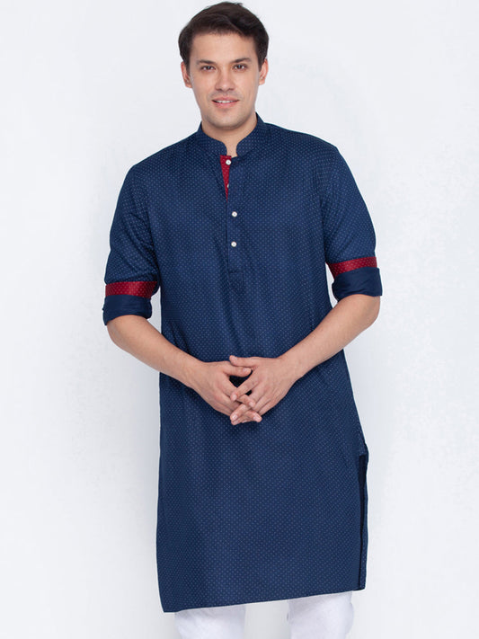 Vastramay Men's Blue Cotton Kurta