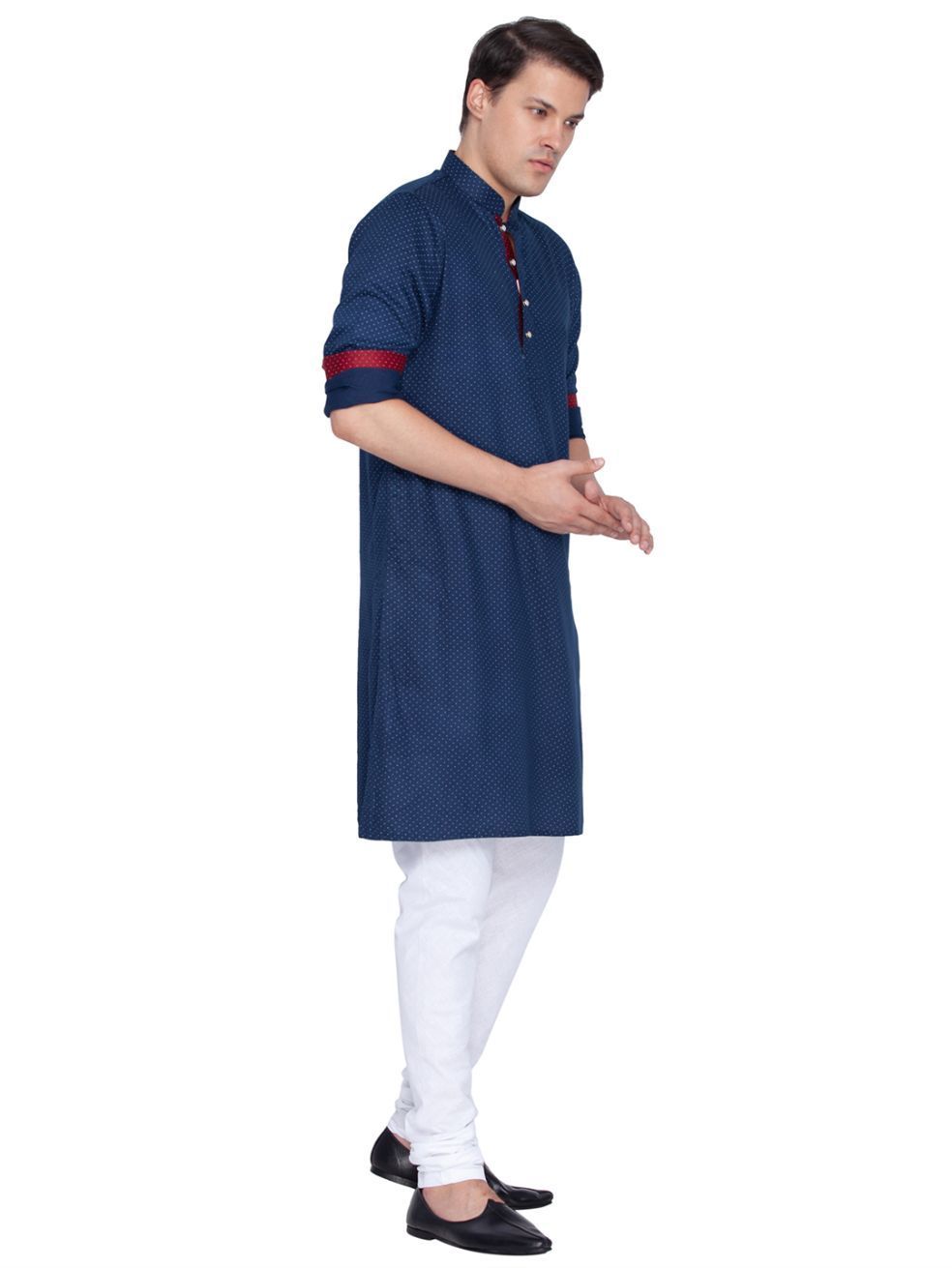 mens blue cotton kurta682
