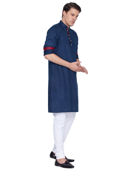 mens blue cotton kurta682