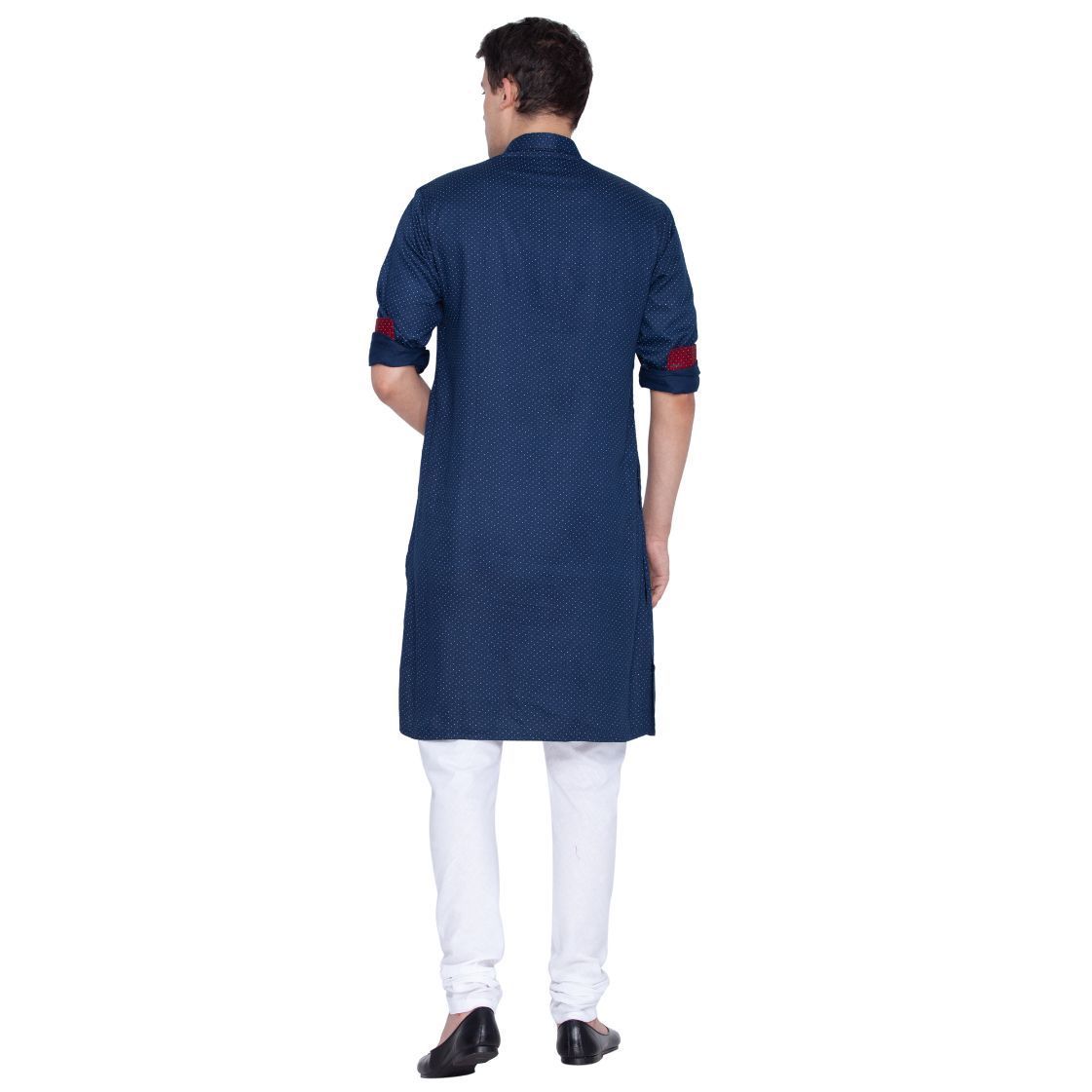 mens blue cotton kurta682