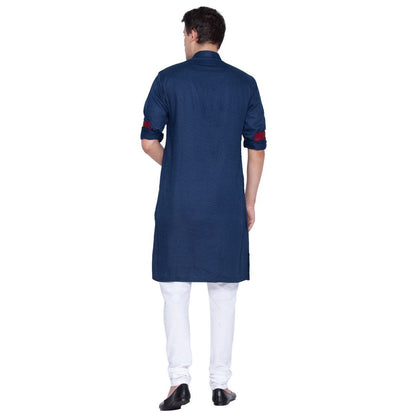 mens blue cotton kurta682