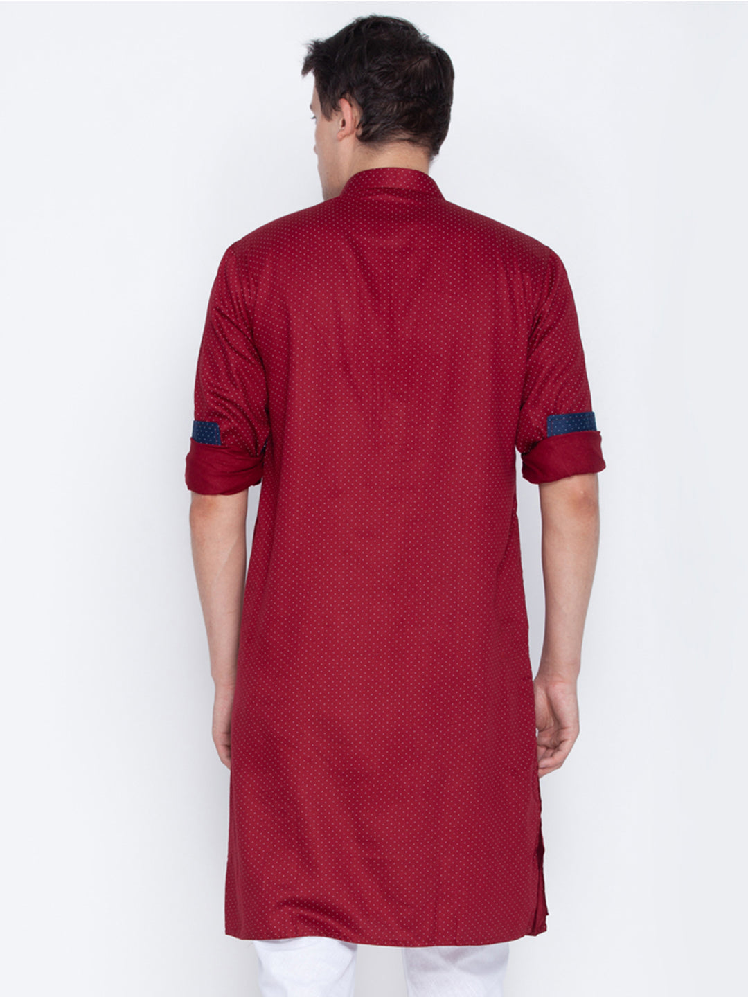 Vastramay Men's Maroon Cotton Kurta