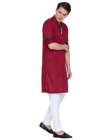 mens maroon cotton kurta683