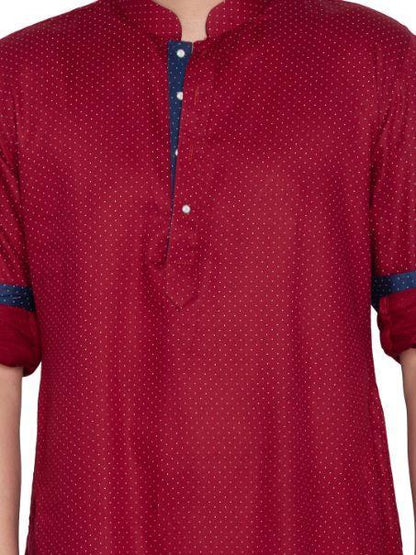 mens maroon cotton kurta683