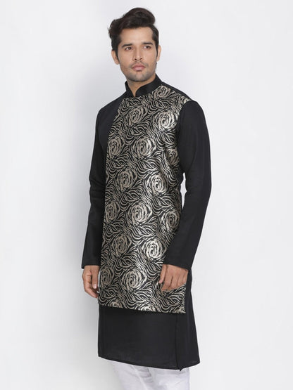 mens black cotton blend kurta1561