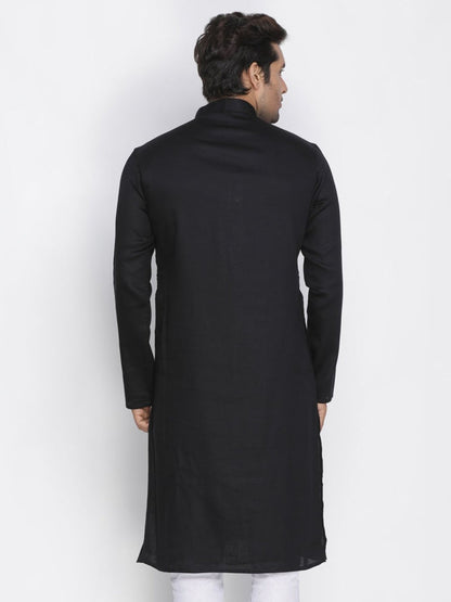 mens black cotton blend kurta1561