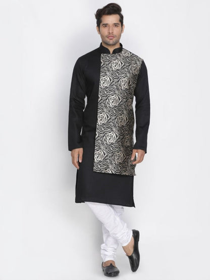 mens black cotton blend kurta1561