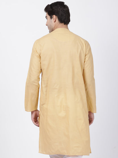 Vastramay Men's Beige Cotton Blend Kurta