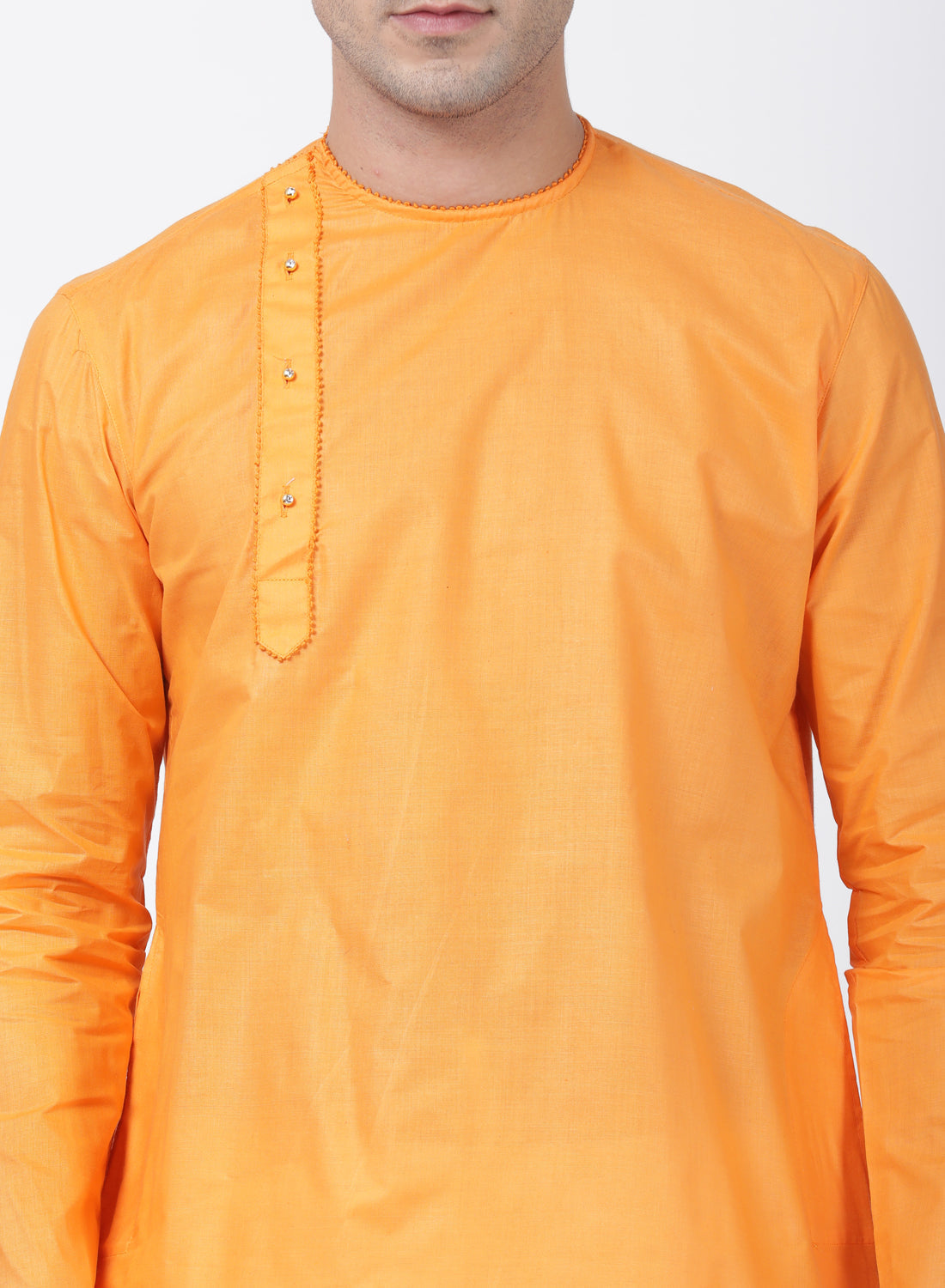 Vastramay Men's Orange Cotton Blend Kurta