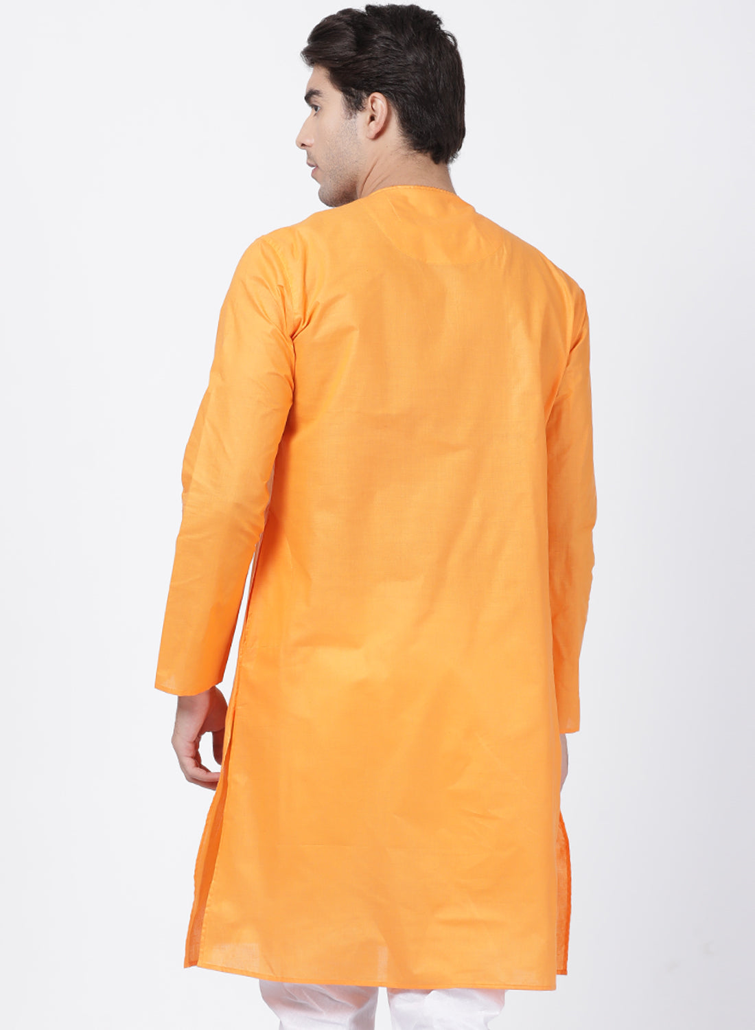 Vastramay Men's Orange Cotton Blend Kurta