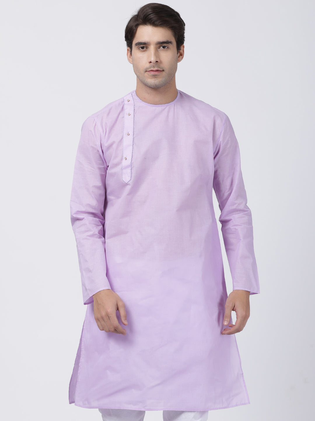 Vastramay Men's Purple Cotton Blend Kurta