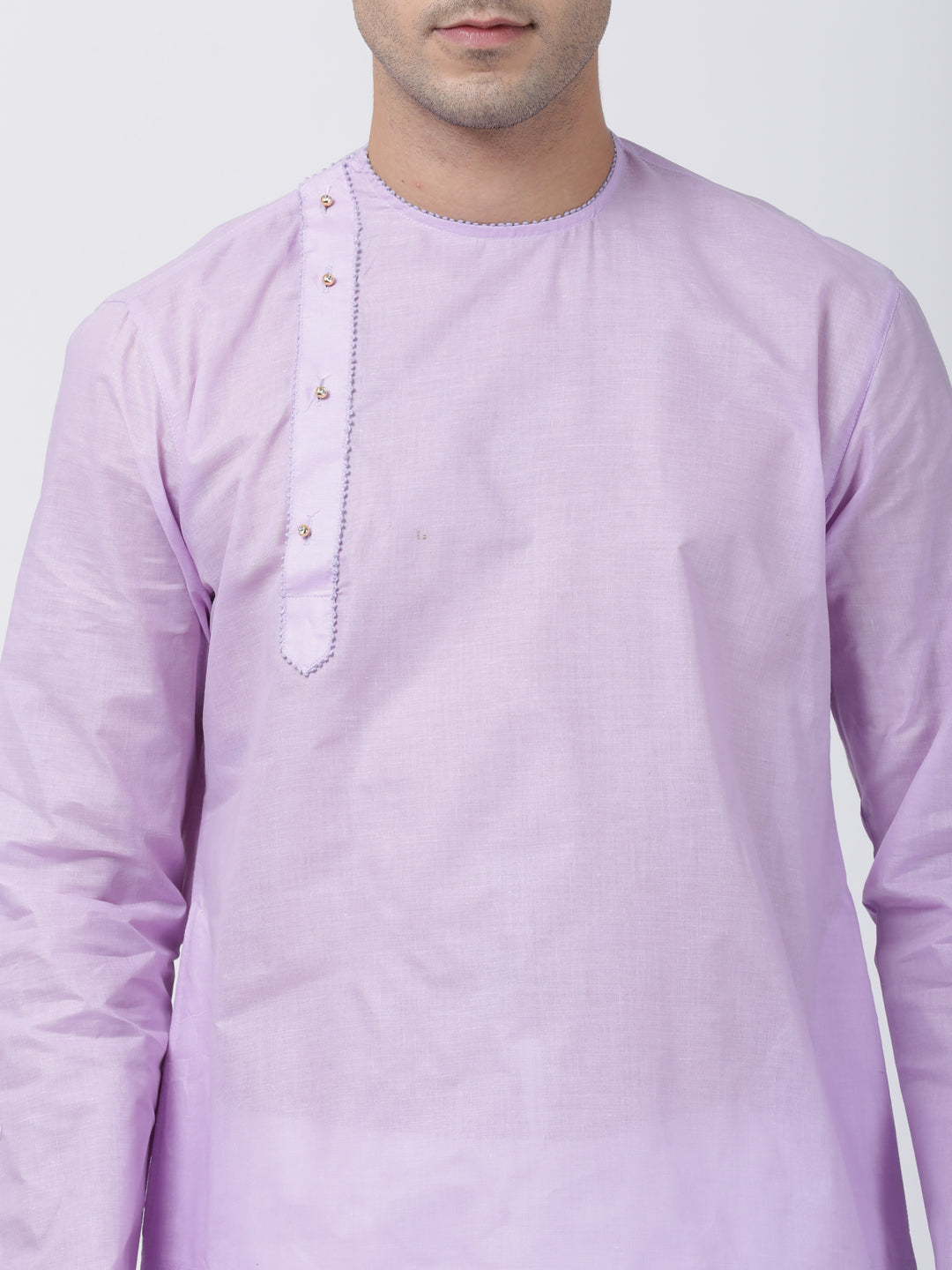 Vastramay Men's Purple Cotton Blend Kurta