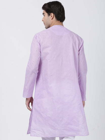 Vastramay Men's Purple Cotton Blend Kurta