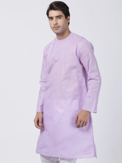 Vastramay Men's Purple Cotton Blend Kurta