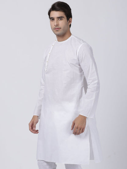 Vastramay Men's White Cotton Blend Kurta