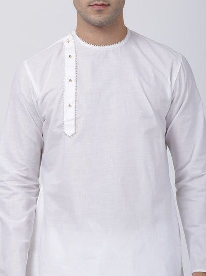 Vastramay Men's White Cotton Blend Kurta