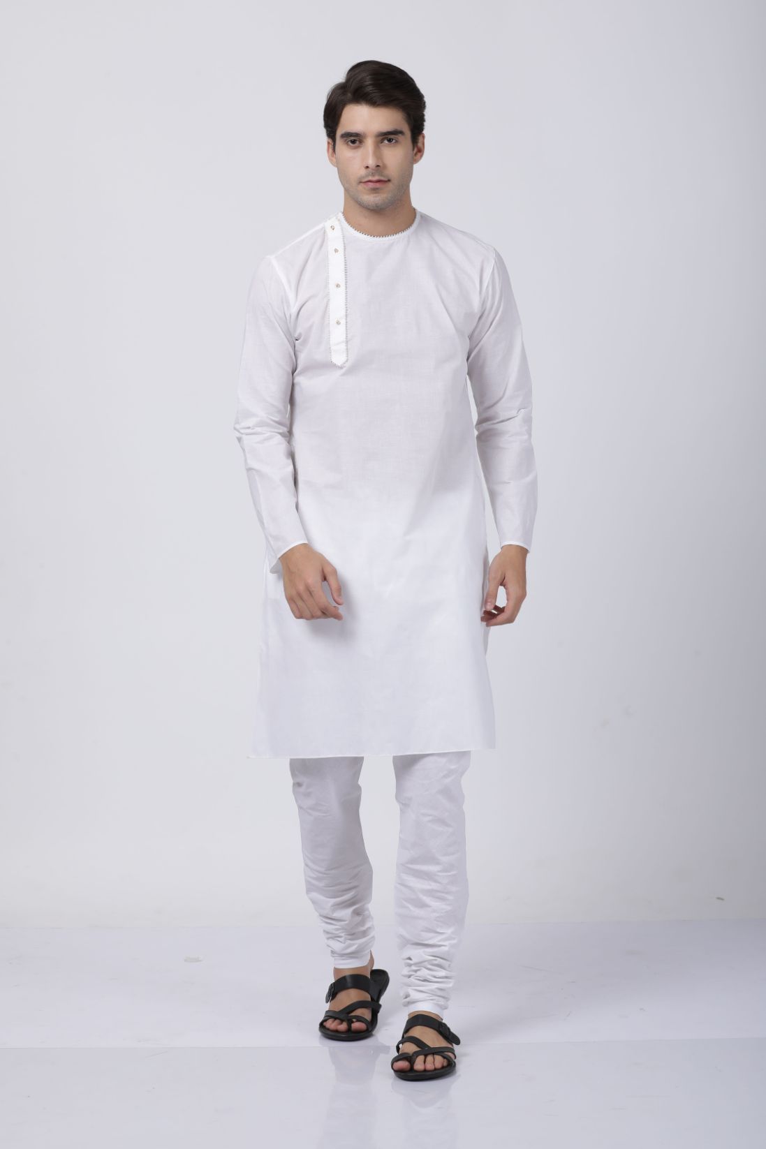 Vastramay Men's White Cotton Blend Kurta