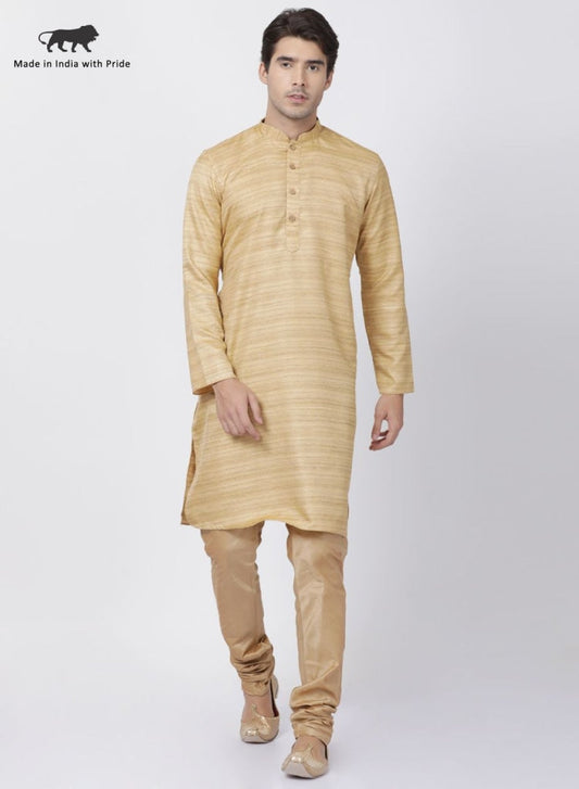 mens beige cotton silk blend kurta and pyjama set629