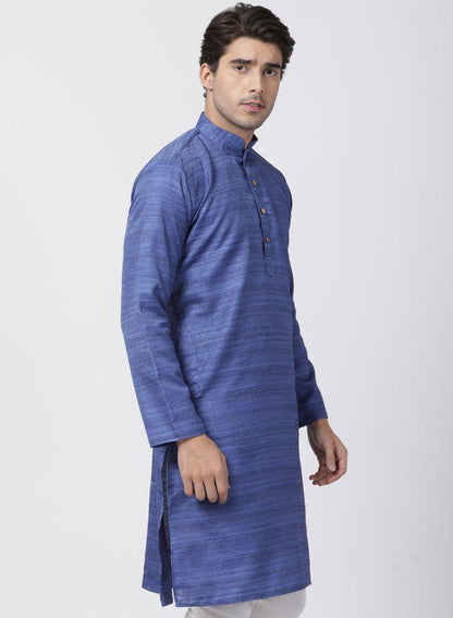 mens blue cotton silk blend kurta652