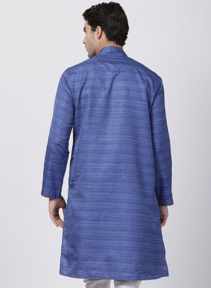 mens blue cotton silk blend kurta652