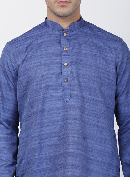 mens blue cotton silk blend kurta and pyjama set630