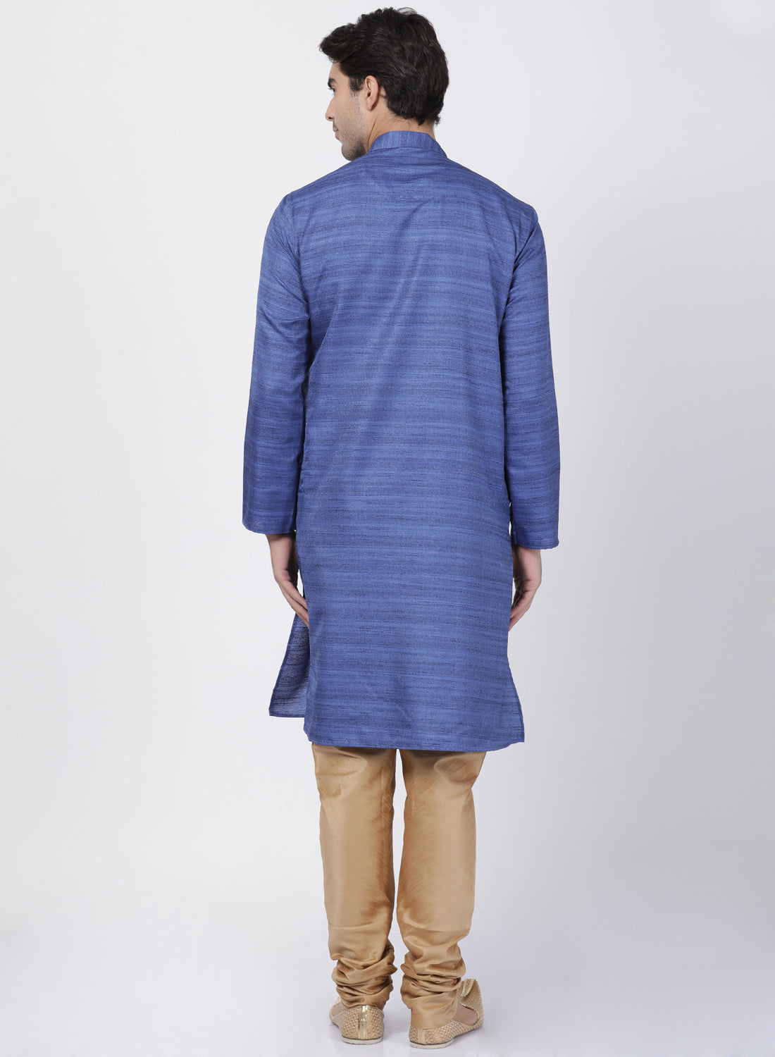 mens blue cotton silk blend kurta and pyjama set630