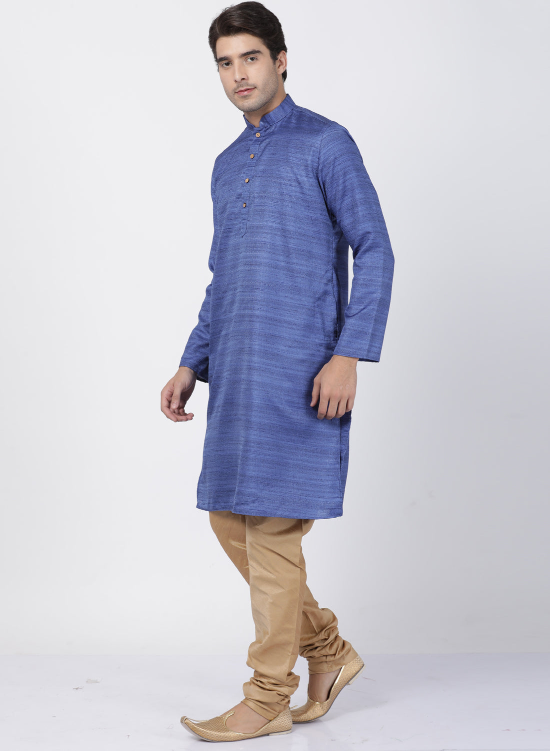 mens blue cotton silk blend kurta and pyjama set630