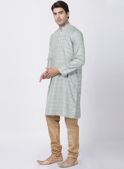 mens light green cotton silk blend kurta and pyjama set631