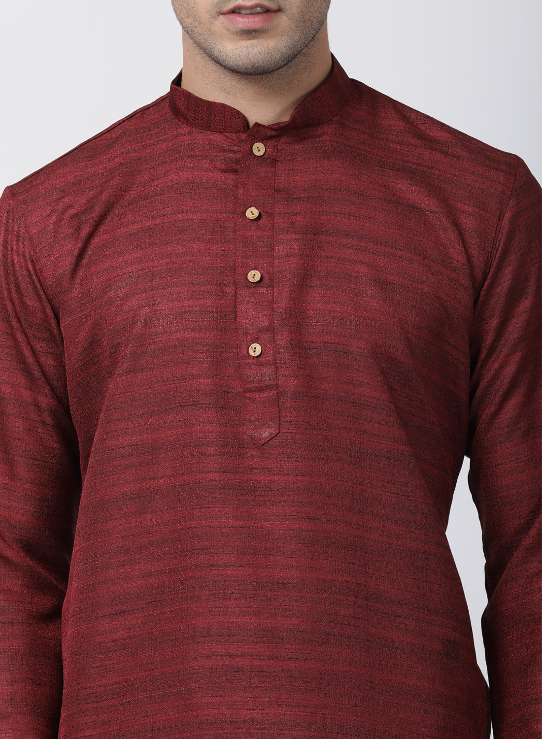 mens maroon cotton silk blend kurta and pyjama set646