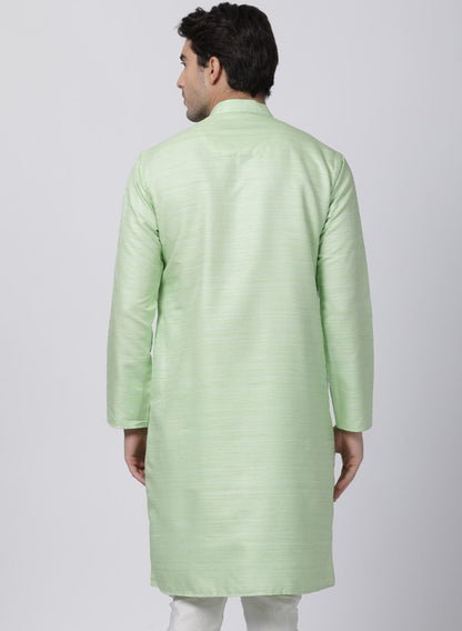 mens light green cotton silk blend kurta658