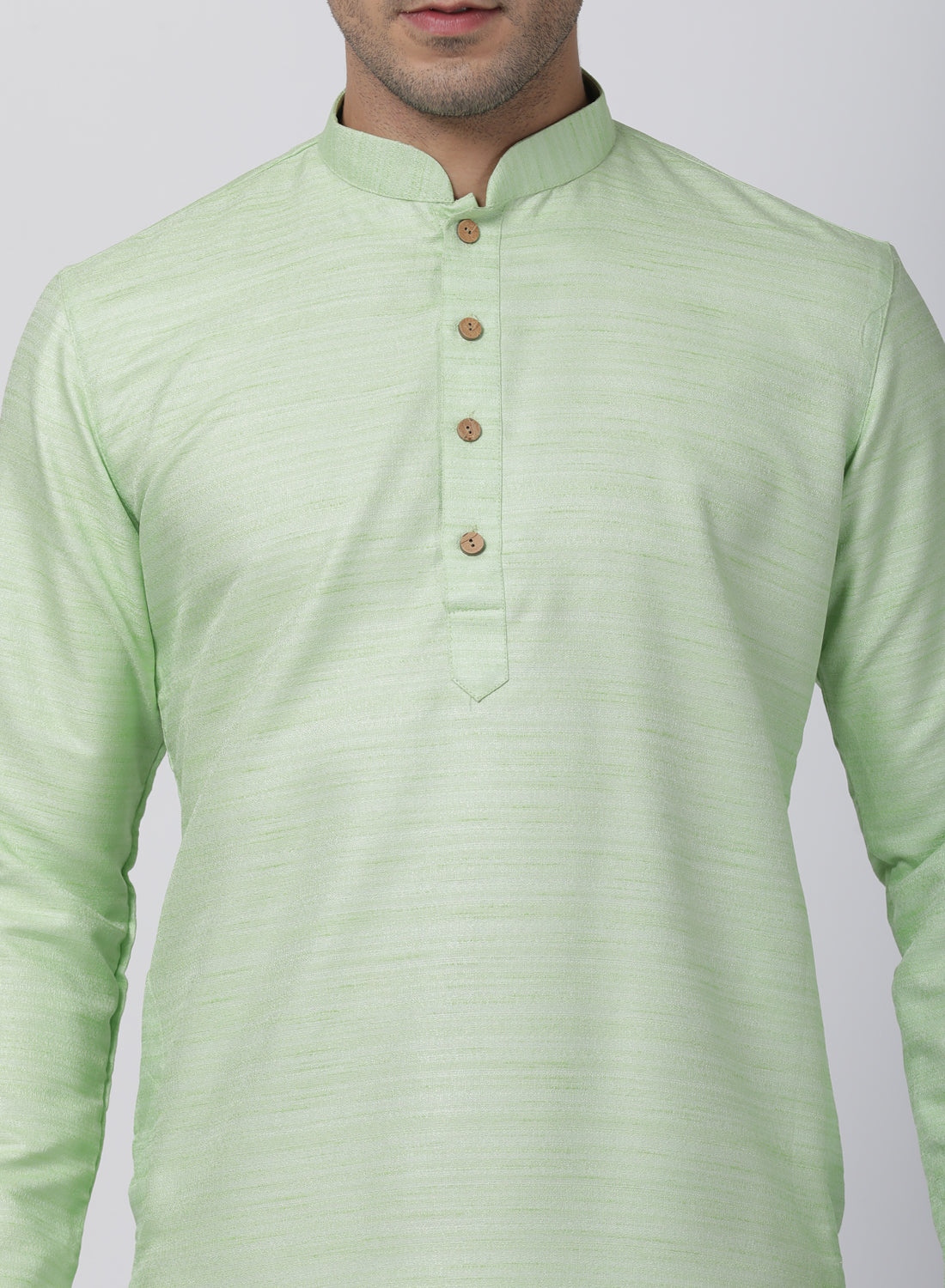 mens light green cotton silk blend kurta and pyjama set636